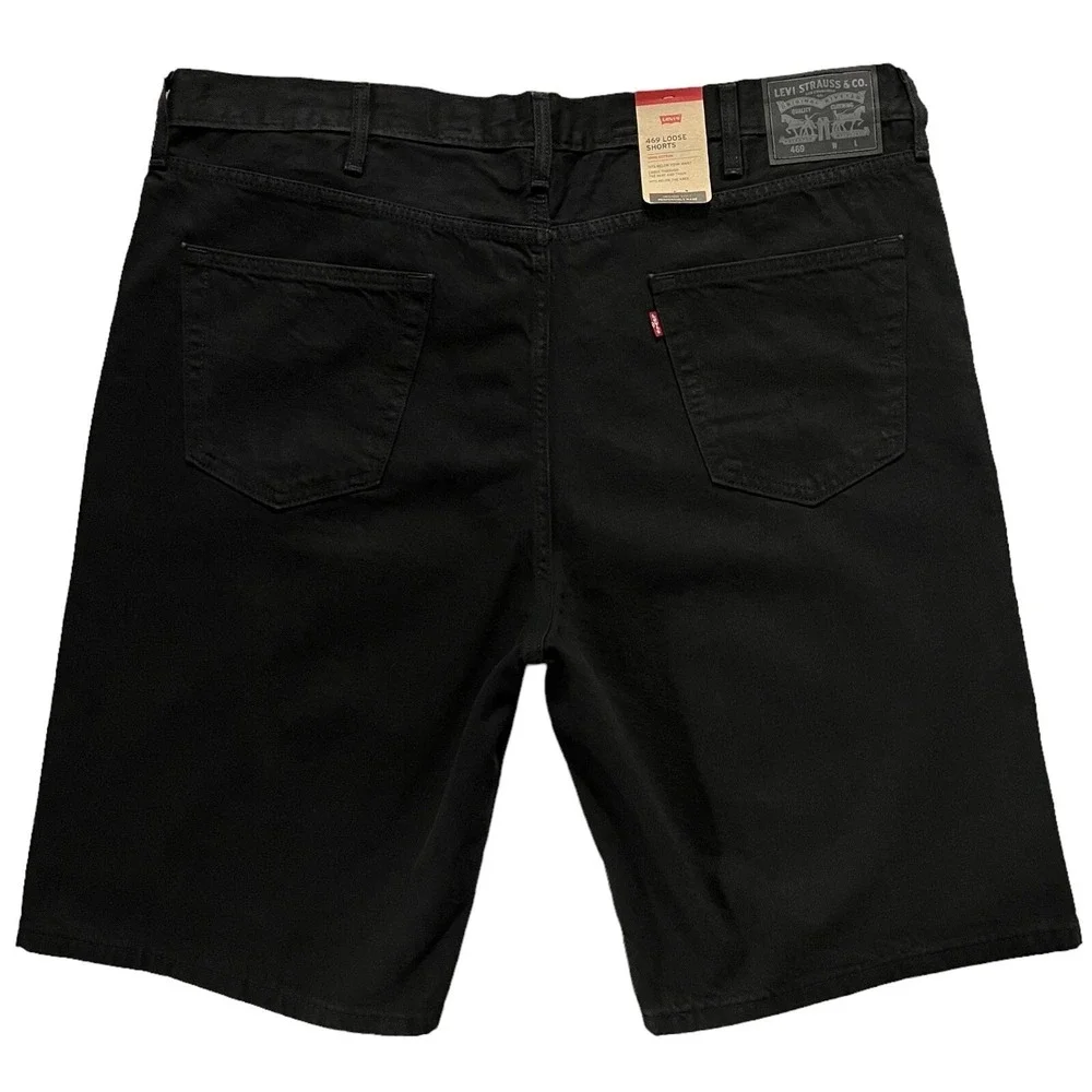 Levis Mens 469 Denim Loose Fit Bermuda Shorts Size 44X11 Solid Black 100% Cotton